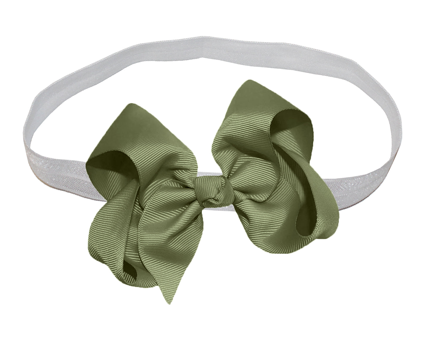 WD2U Girls 4" Solid Grosgrain Ribbon Boutique Hair Bow White Stretch Headband