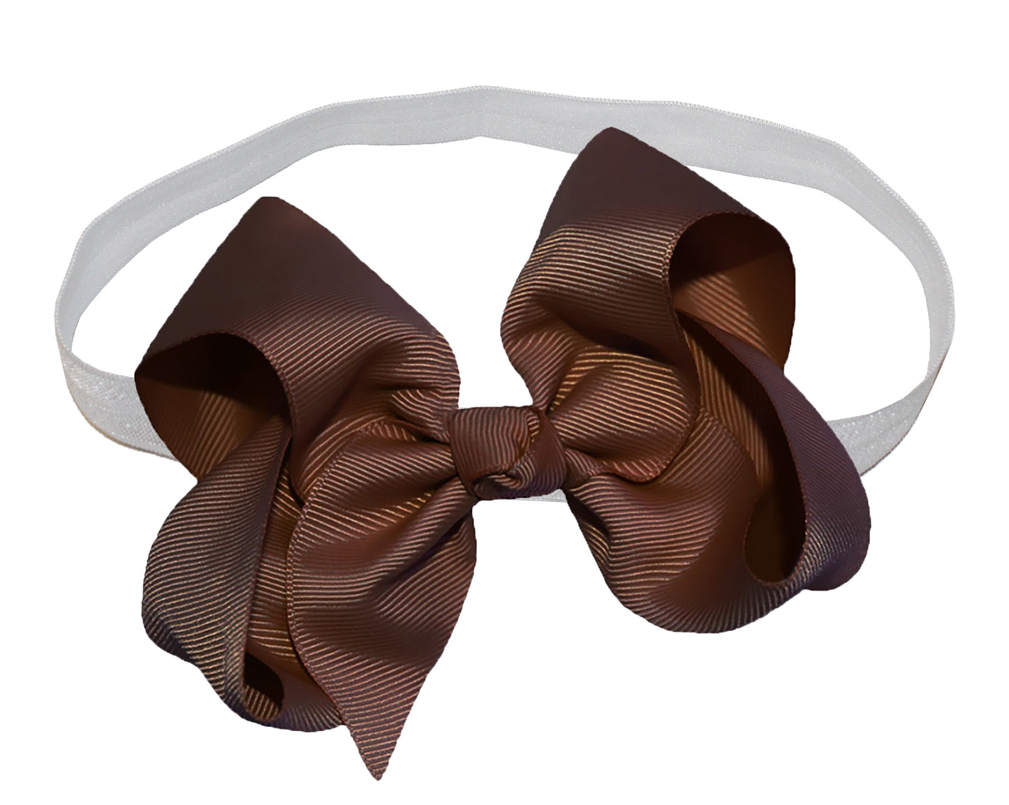 WD2U Girls 4" Solid Grosgrain Ribbon Boutique Hair Bow White Stretch Headband