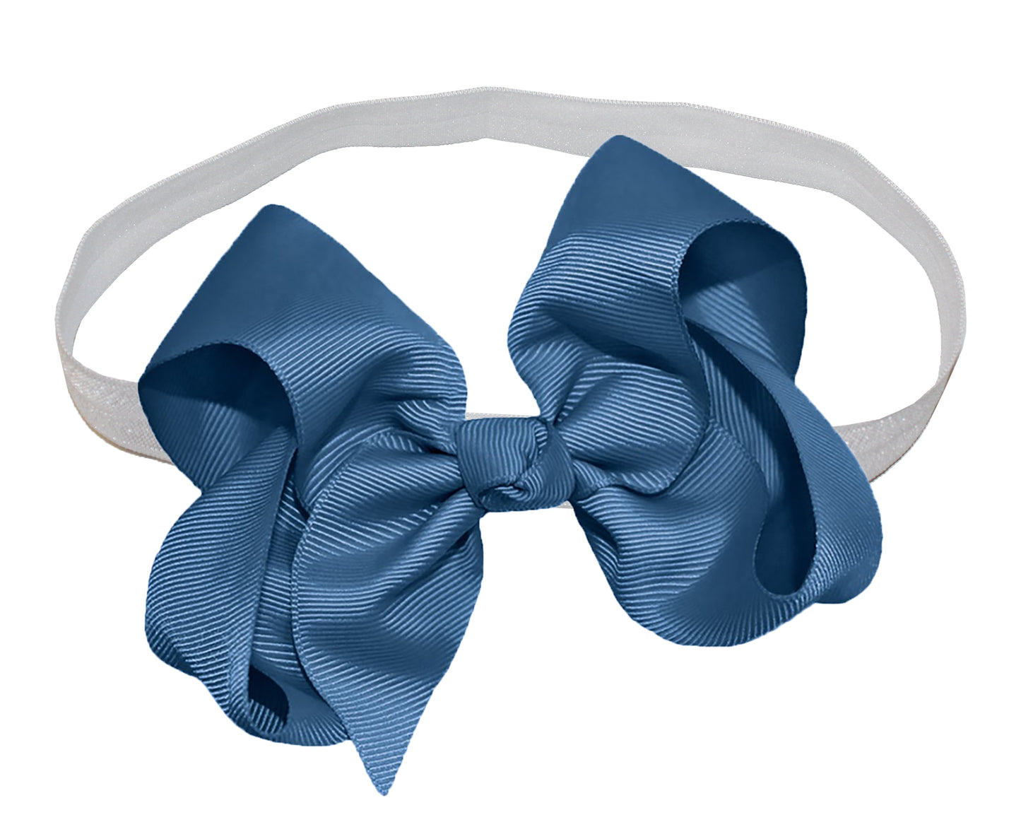 WD2U Girls 4" Solid Grosgrain Ribbon Boutique Hair Bow White Stretch Headband