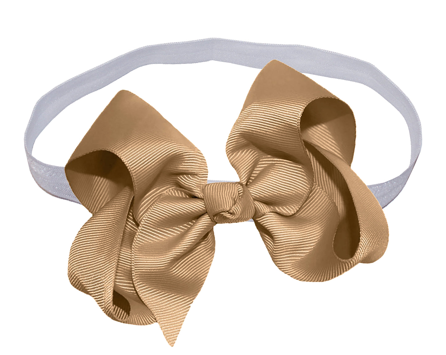 WD2U Girls 4" Solid Grosgrain Ribbon Boutique Hair Bow White Stretch Headband