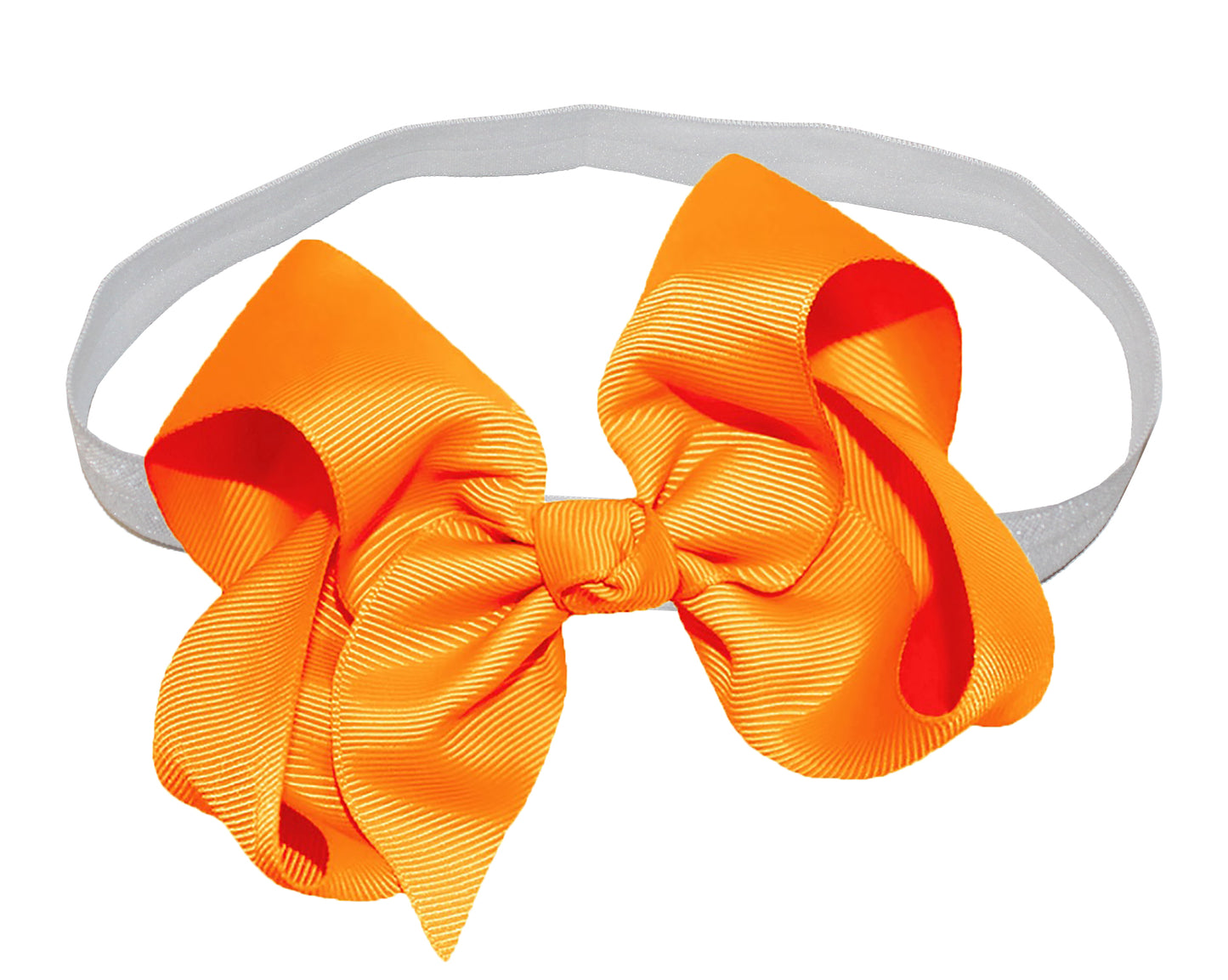 WD2U Girls 4" Solid Grosgrain Ribbon Boutique Hair Bow White Stretch Headband