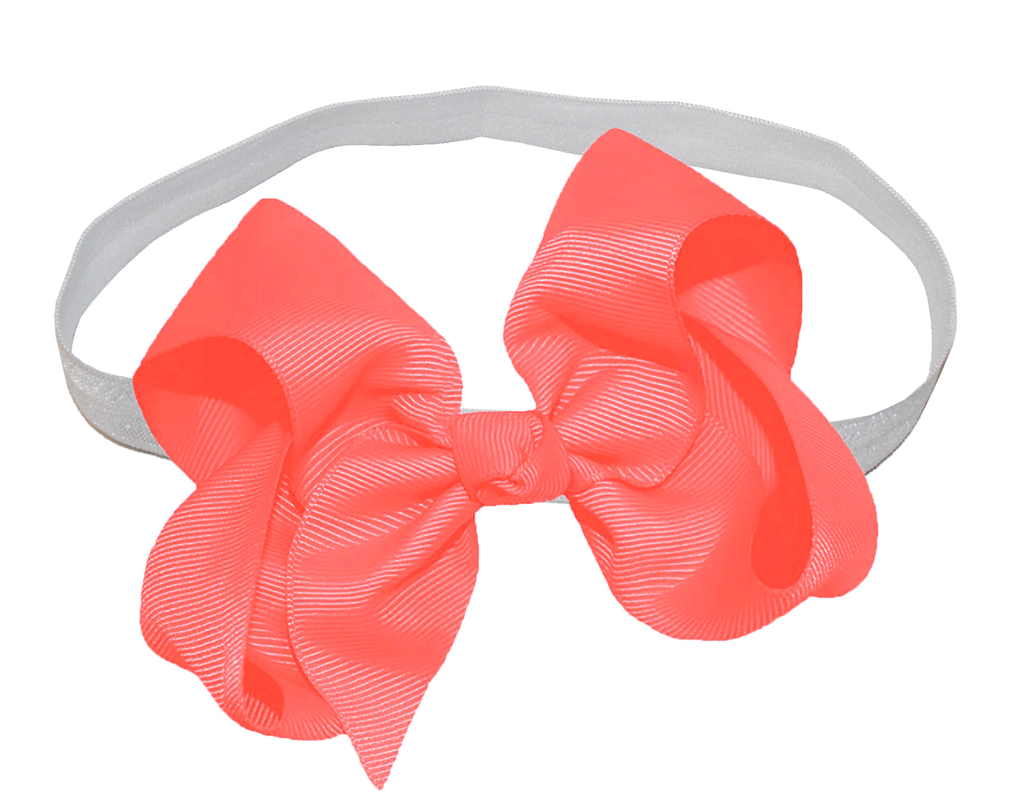 WD2U Girls 4" Solid Grosgrain Ribbon Boutique Hair Bow White Stretch Headband