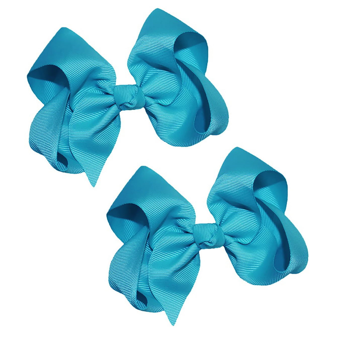 WD2U Girls Set of Two 4" Solid Grosgrain Pigtail Hair Bows French Clip Barrettes