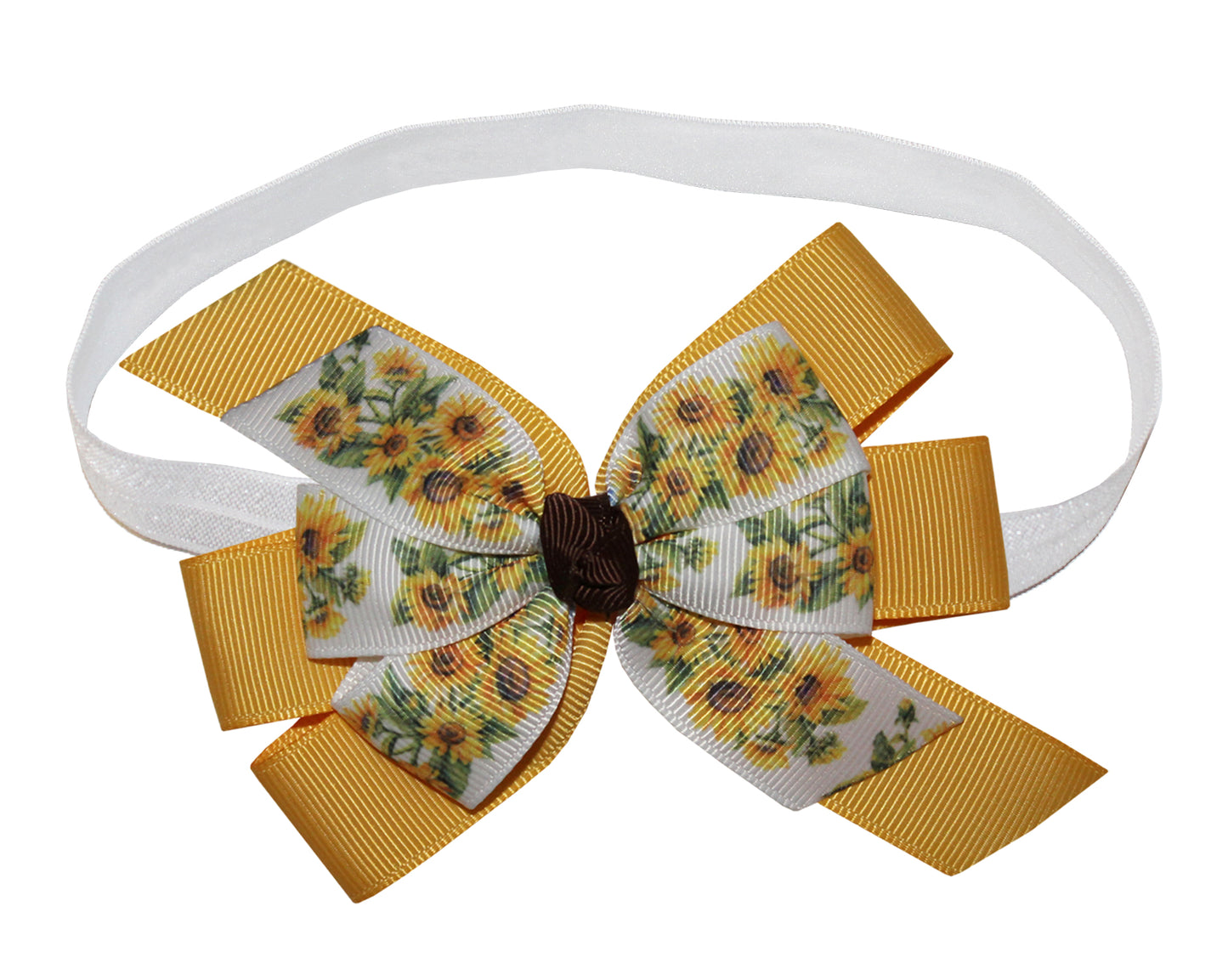 WD2U Baby Girls Country Sunflower Hair Bow Stretch Headband