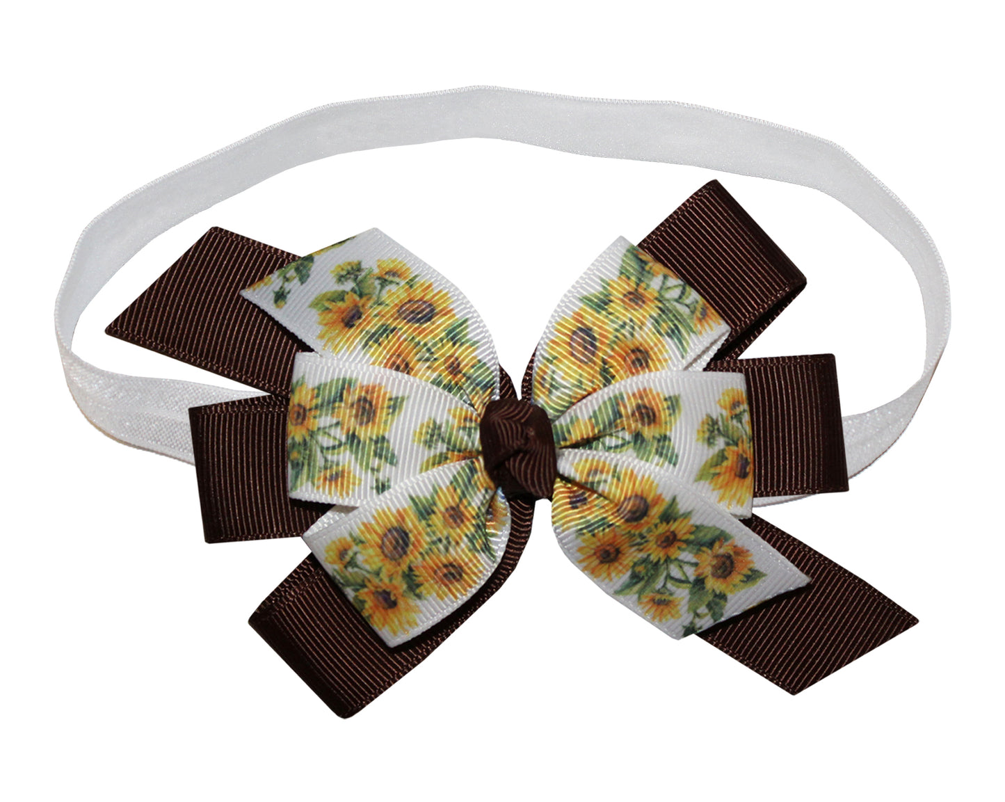 WD2U Baby Girls Country Sunflower Hair Bow Stretch Headband