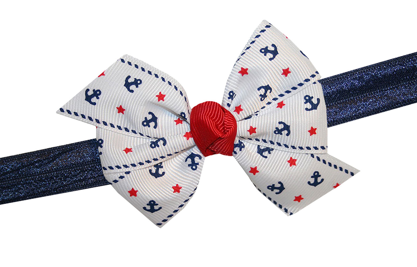 WD2U Baby Girls Infant 3" Nautical Anchor Red White Blue Hair Bow Headband