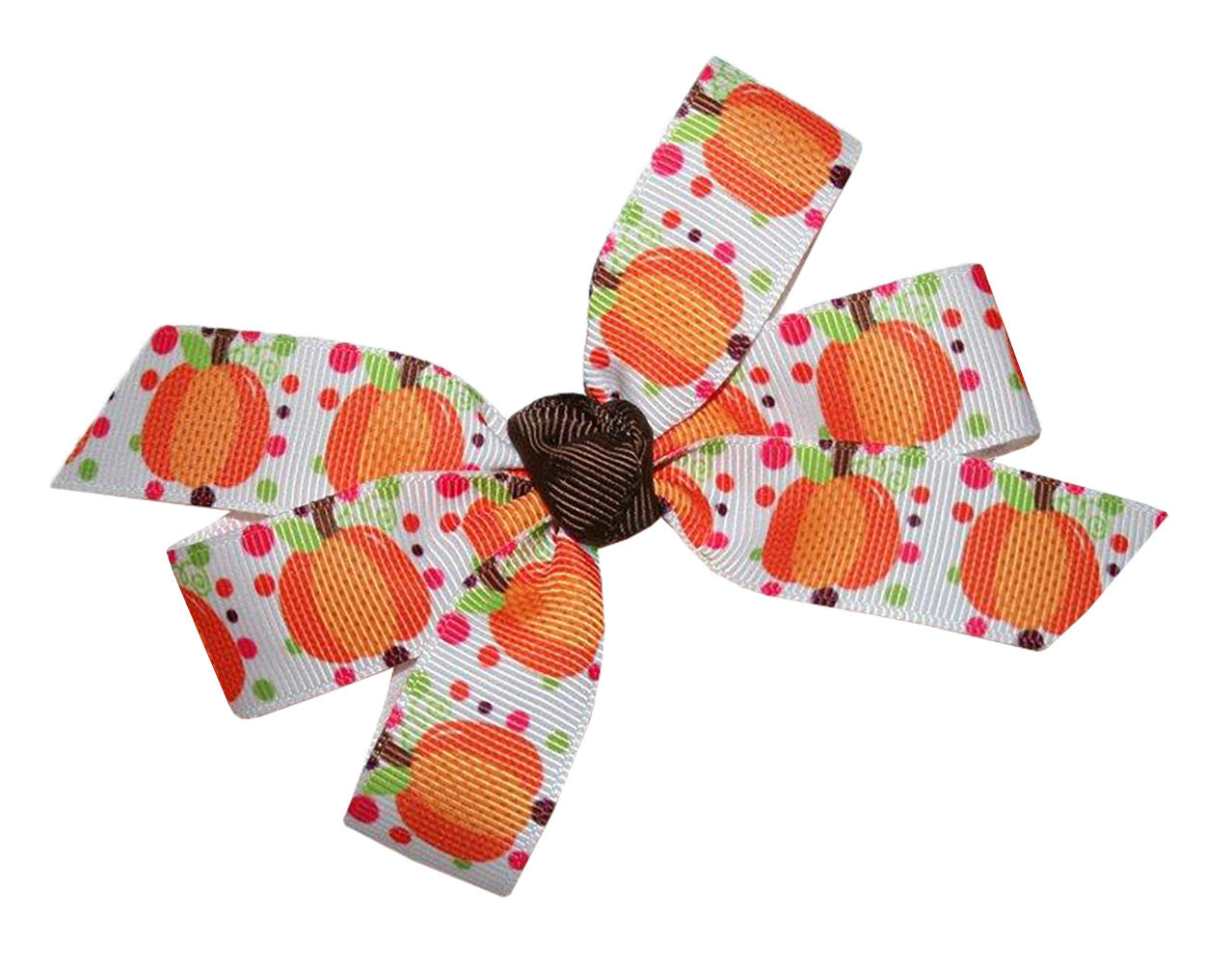 WD2U Girls Polka Dot Pumpkin Thanksgiving Day Harvest Hair Bow French Clip