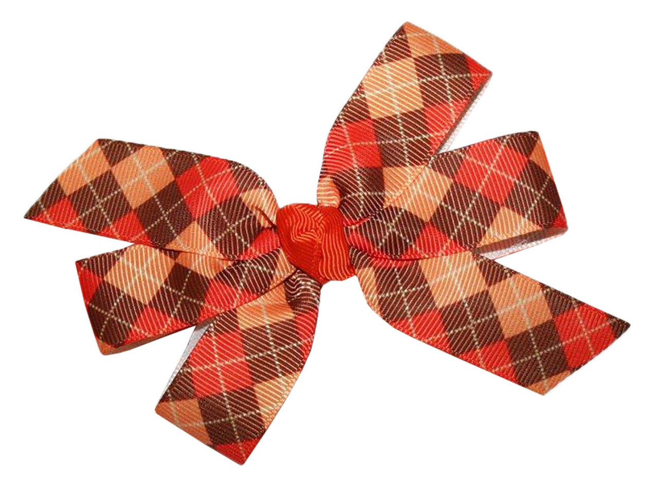 WD2U Girls Autumn Argyle Print Thanksgiving Day Hair Bow Alligator Clip