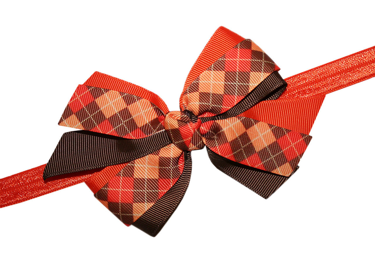 WD2U Girls Colors of Fall Thanksgiving Harvest Hair Bow Stretch Headband