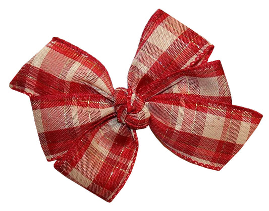 WD2U Girls Burgundy Red Country Plaid Christmas Boutique Hair Bow Alligator Clip