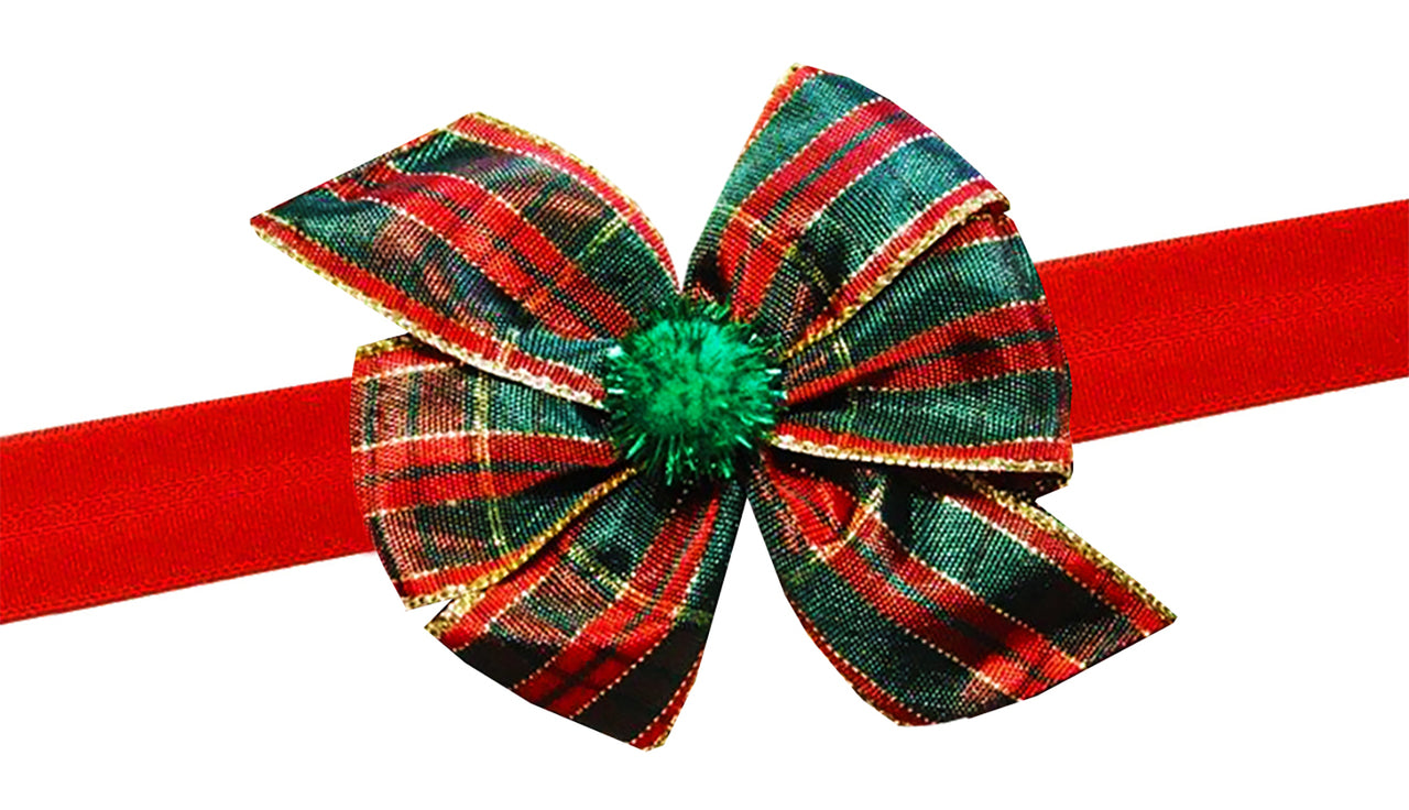 WD2U Baby Girls Infant Traditional Christmas Plaid Hair Bow Stretch Headband