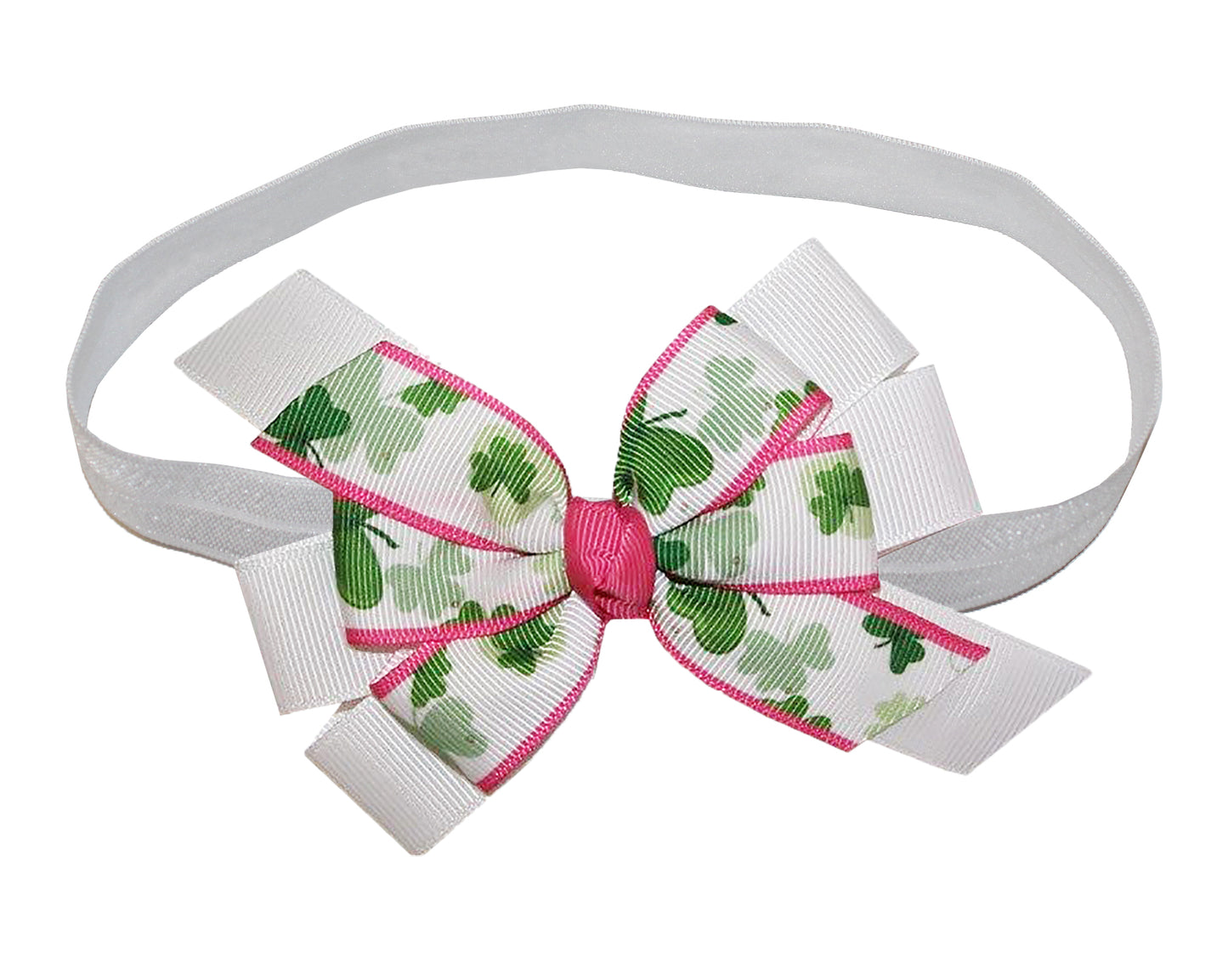 WD2U Baby Girls Classy Pink St Patricks Day Shamrock Bow Infant Stretch Headband