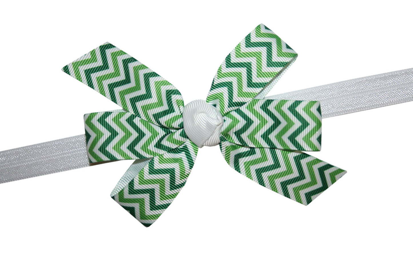 WD2U Baby Girls Green Chevron St Patricks Day Boutique Hair Bow Stretch Headband