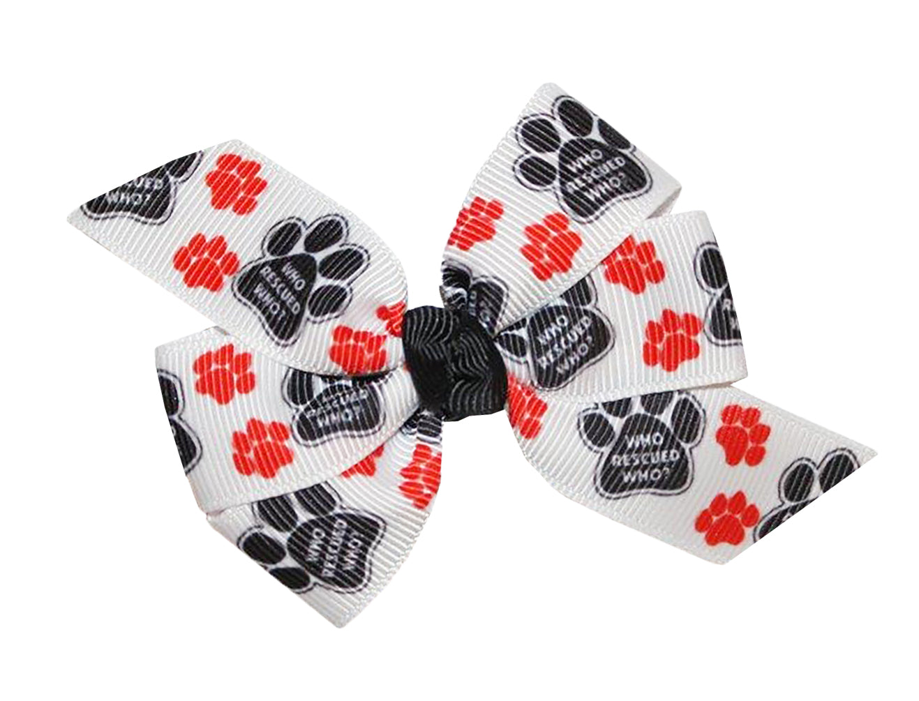 WD2U Set of 2 Who Rescued Who Paw Print Hair Bow Alligator Clips