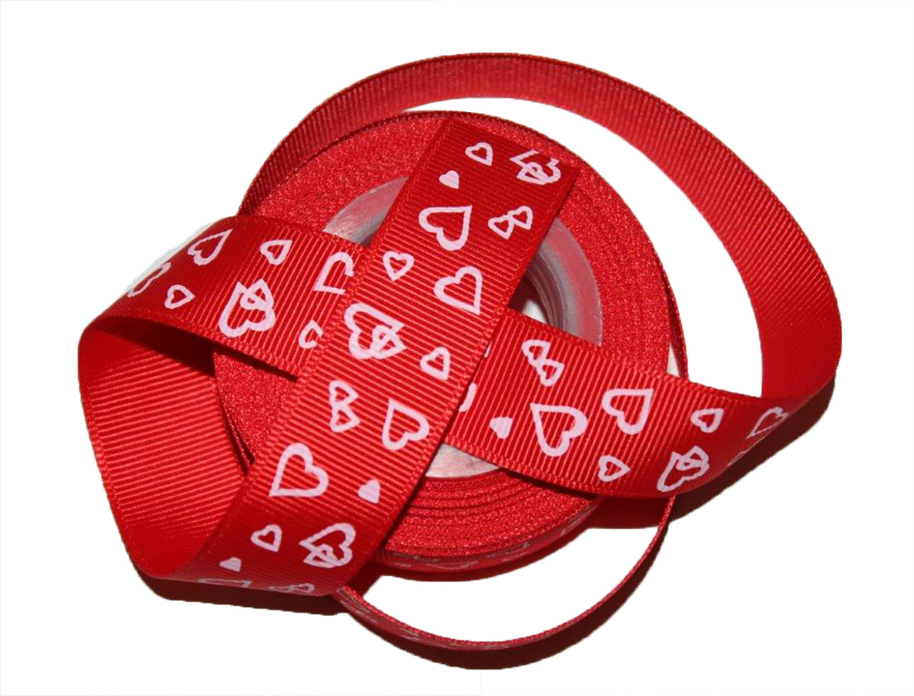 7/8" Grosgrain Ribbon Red & White Heart Valentines Print DIY Hair Bows Crafts