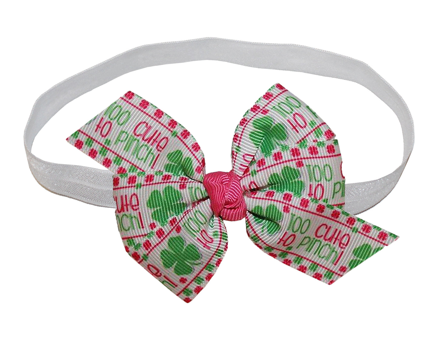 WD2U Baby Girls Infant Too Cute to Pinch St Patricks Shamrock 3" Hair Bow Headband