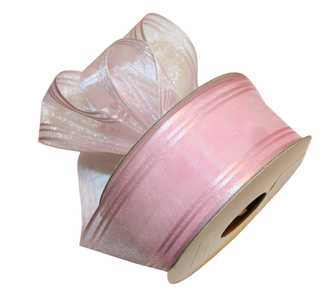 1 1/2 Pink Sheer Organza Ribbon with Satin Stripe DIY Easter Hair Bow –  The Bow Room