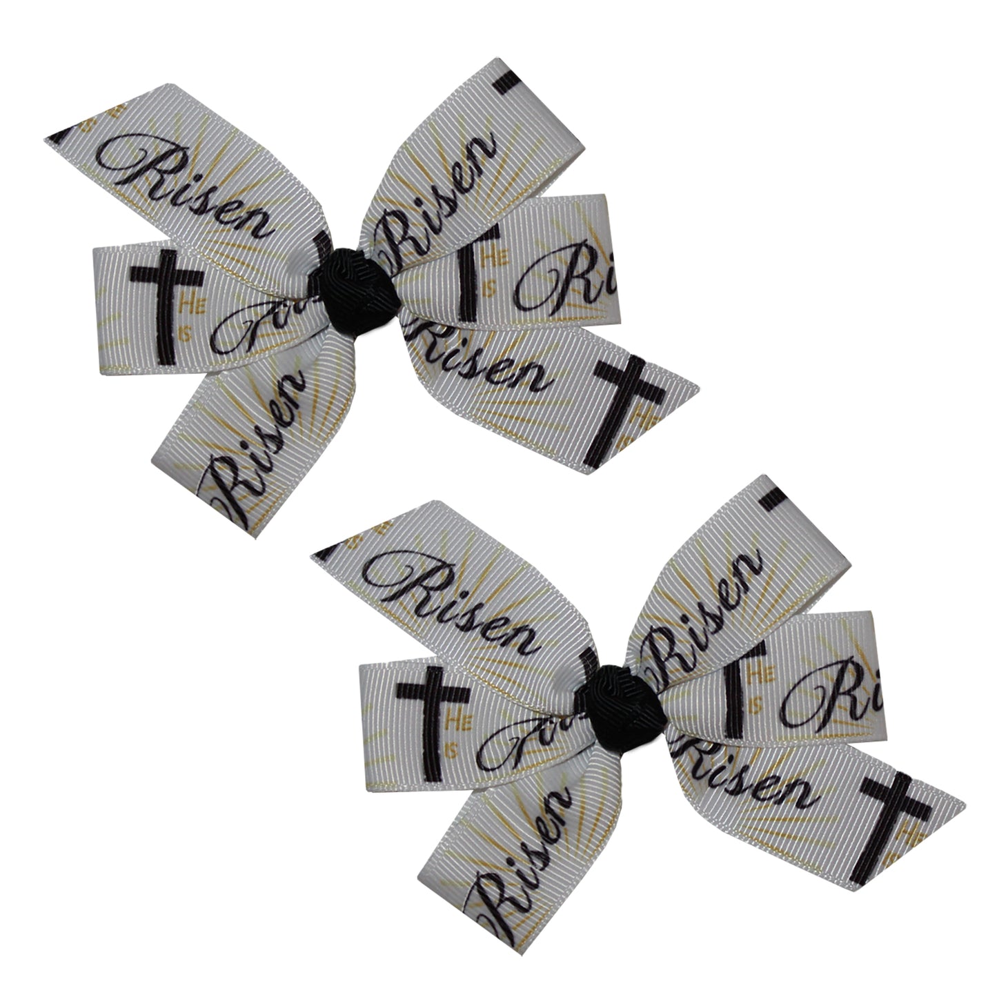 WD2U Baby Girl Set of 2 He is Risen Cross Hair Bow Alligator Clips
