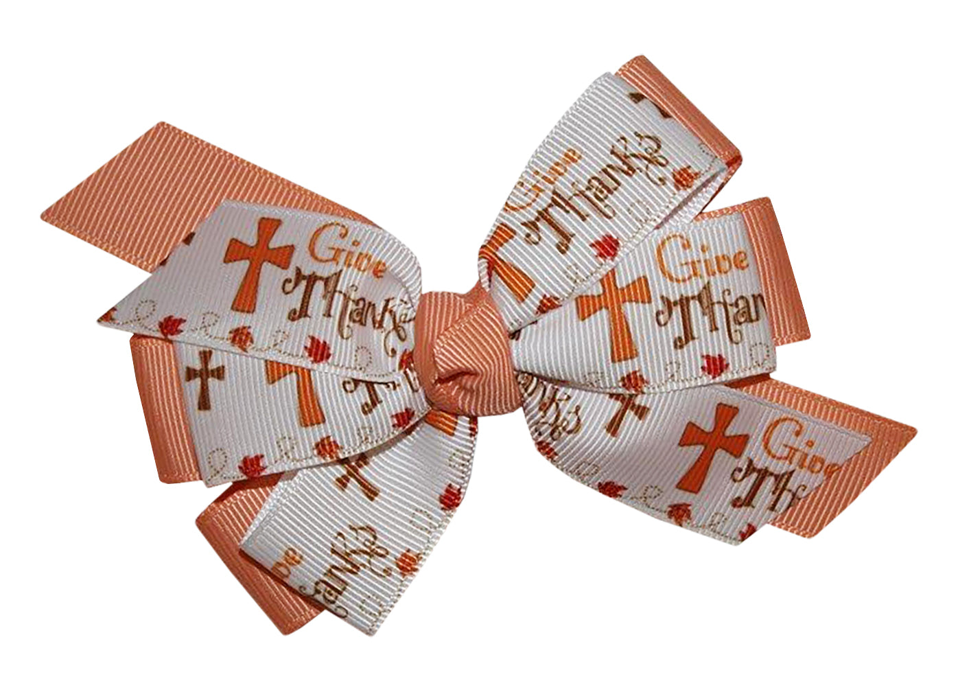 1" Give Thanks Christian Cross Thanksgiving Grosgrain Ribbon DIY Hair Bows Crafts