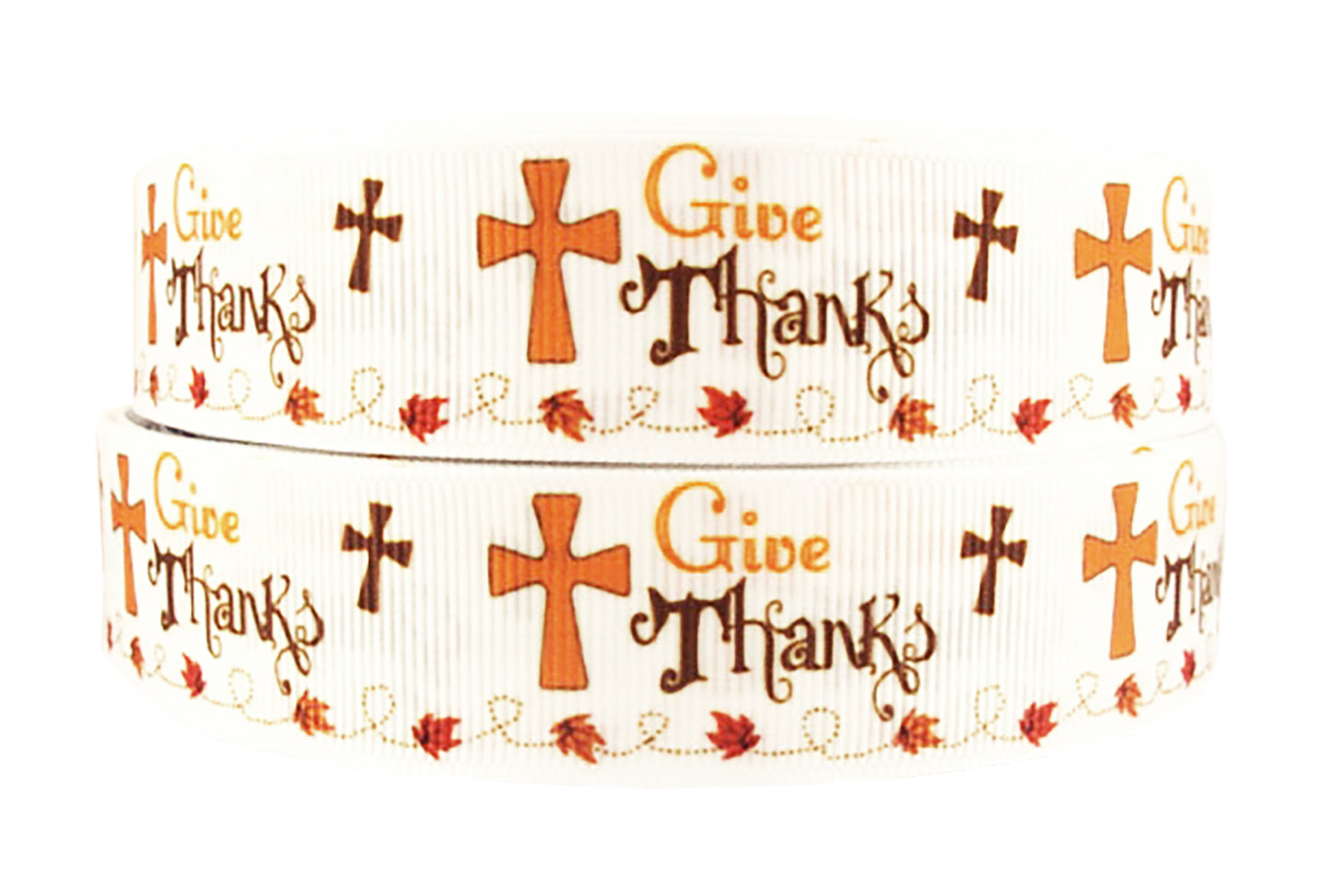 1" Give Thanks Christian Cross Thanksgiving Grosgrain Ribbon DIY Bows Crafts