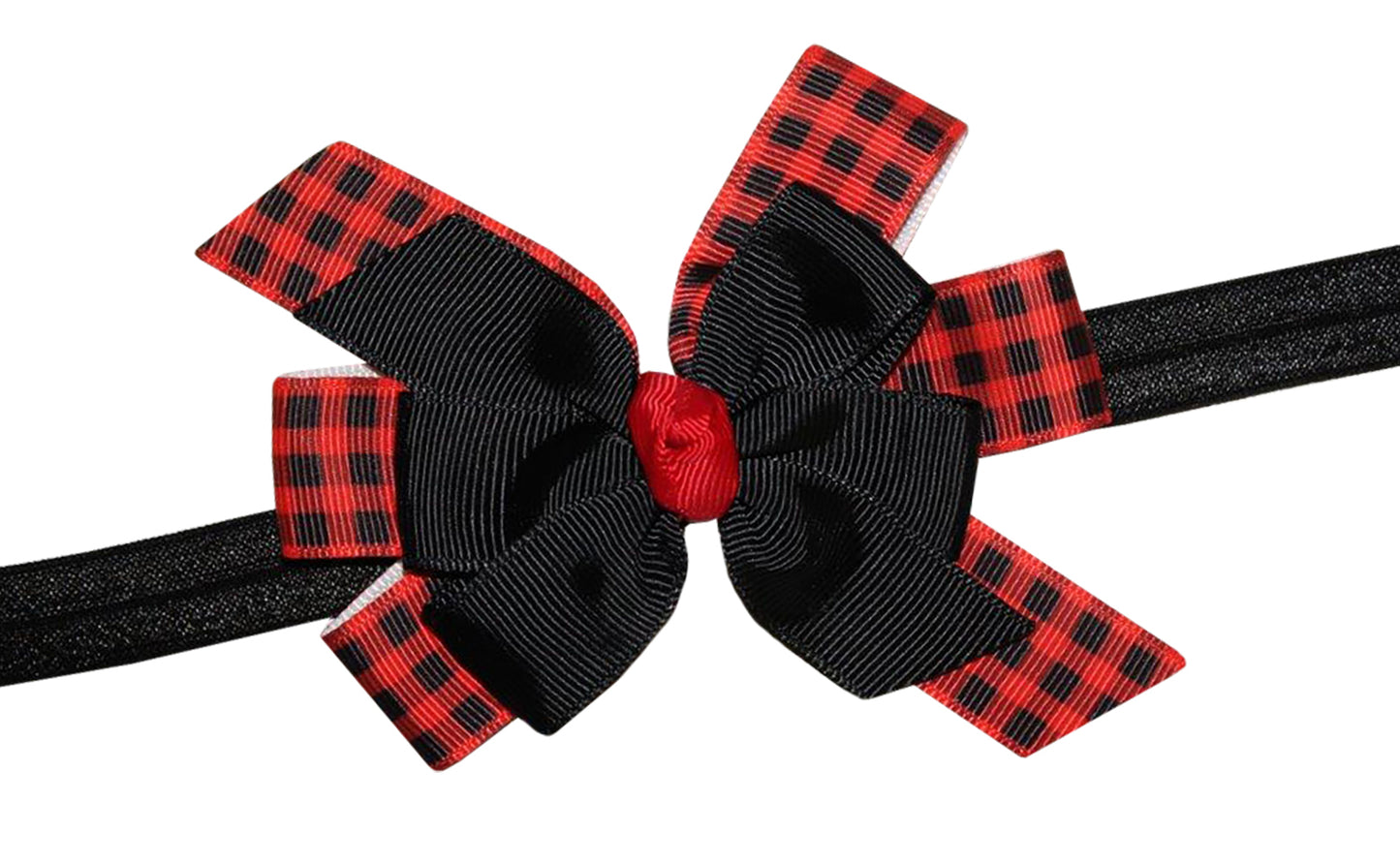 WD2U Baby Girls Red Black Buffalo Plaid Woodland Hair Bow Headband