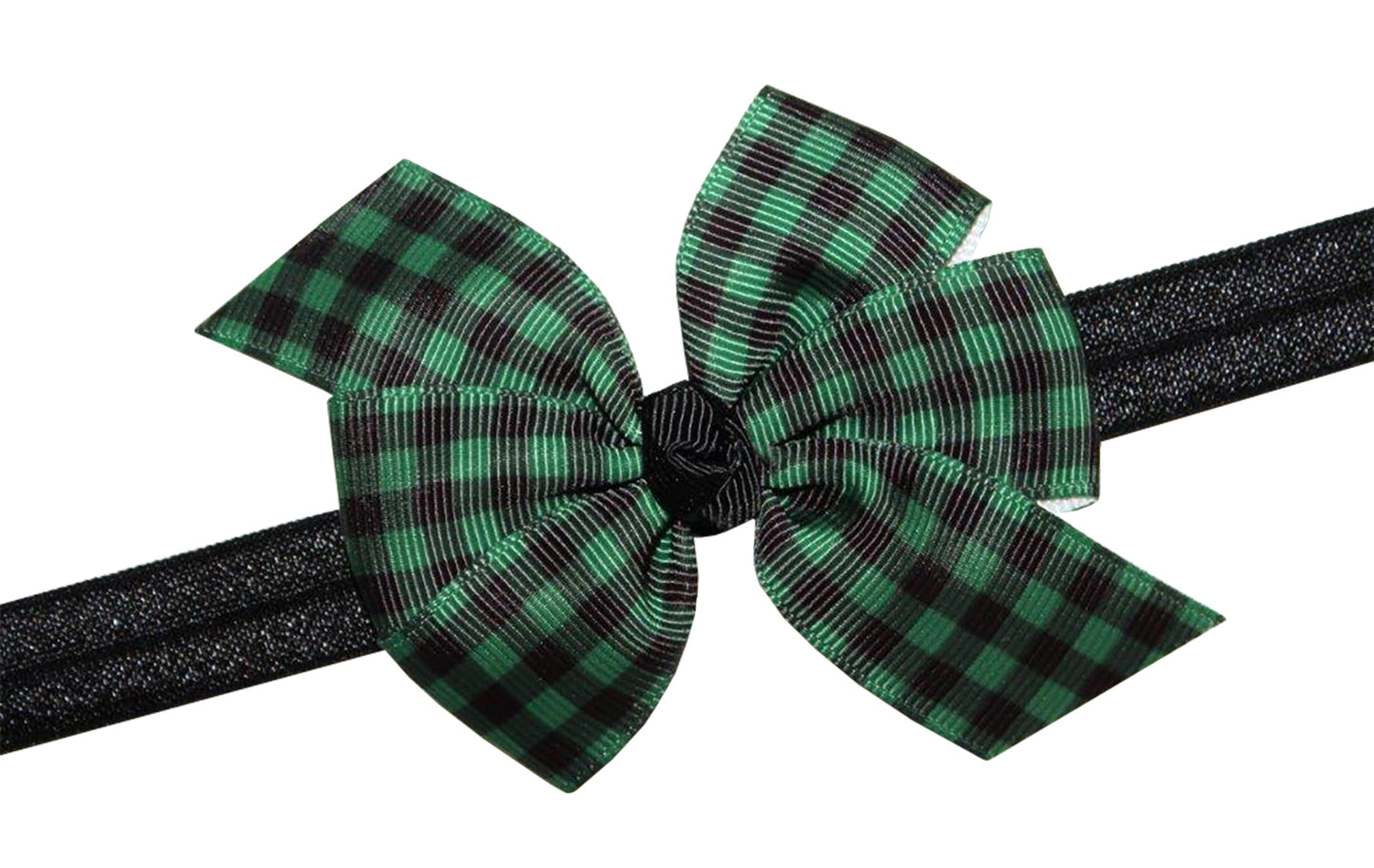 WD2U Baby Girls Green & Black Buffalo Plaid Woodland 3" Hair Bow Stretch Headband