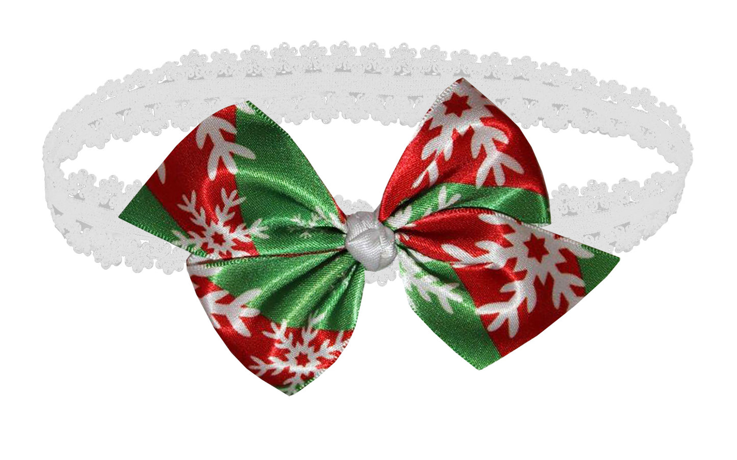 WD2U Baby Girls Infant Christmas Red & Green Snowflake Hair Bow Headband