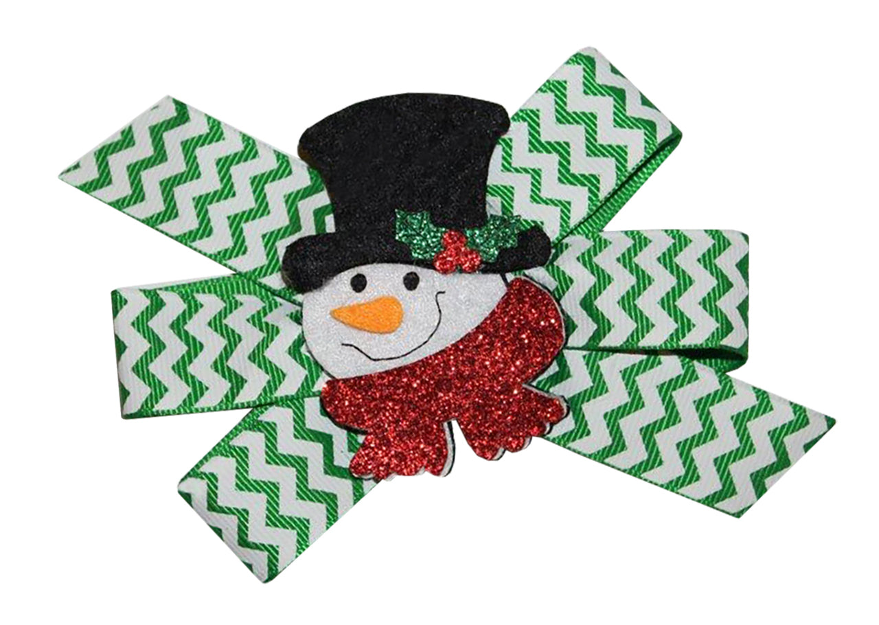 WD2U Girls Cute Snowman Christmas Holiday Novelty Hair Bow Alligator Clip