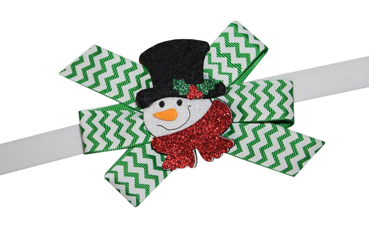 WD2U Baby Girls Cute Snowman Christmas Holiday Novelty Hair Bow Stretch Headband