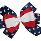 WD2U Girls Layered Red White Blue Patriotic 4.5" Hair Bow Alligator Clip