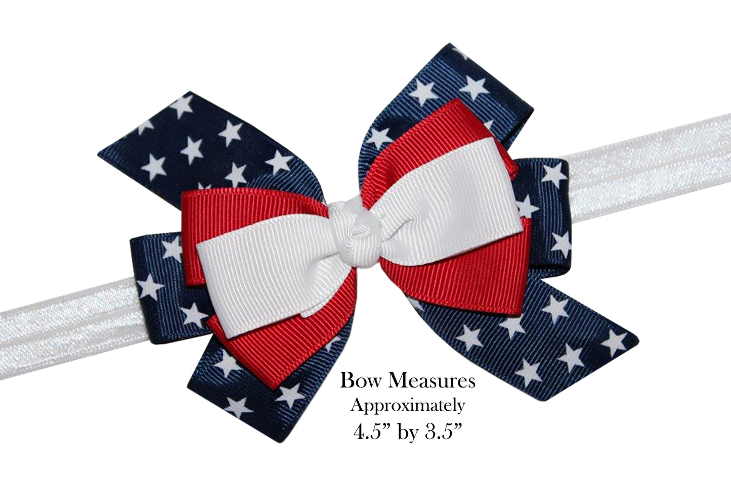 WD2U Baby Girls Layered Red White Blue Patriotic 4.5" Hair Bow Stretch Headband