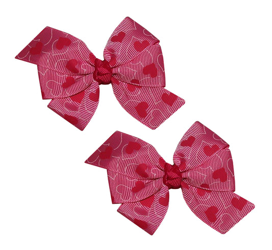 WD2U Baby Girl Set of 2 Pretty N Pink Heart Valentines Hair Bows Alligator Clips