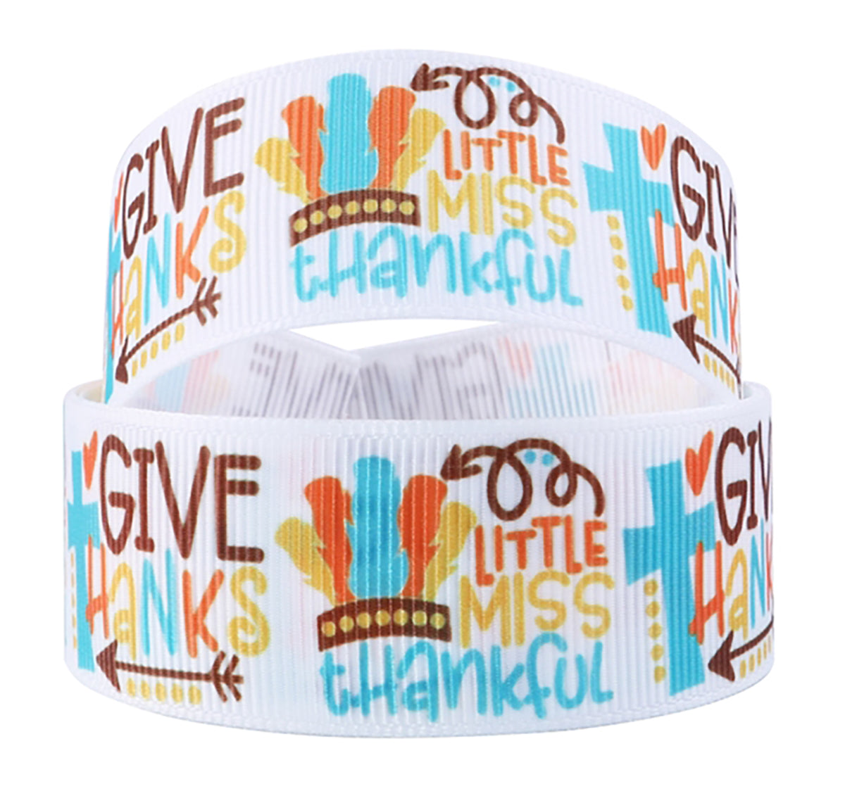 1" Little Miss Thankful Turquoise Cross Grosgrain Ribbon