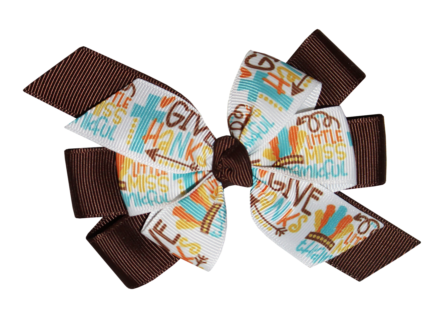 WD2U Girls 4.5" Brown Little Miss Thankful Hair Bow French Clip