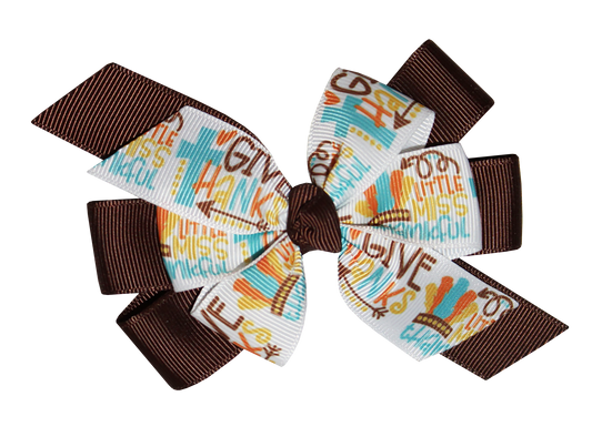 WD2U Girls 4.5" Brown Little Miss Thankful Hair Bow French Clip