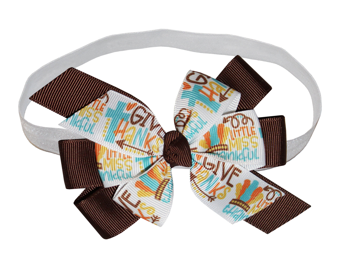 WD2U Baby Girls 4.5" Brown Little Miss Thankful Hair Bow Headband