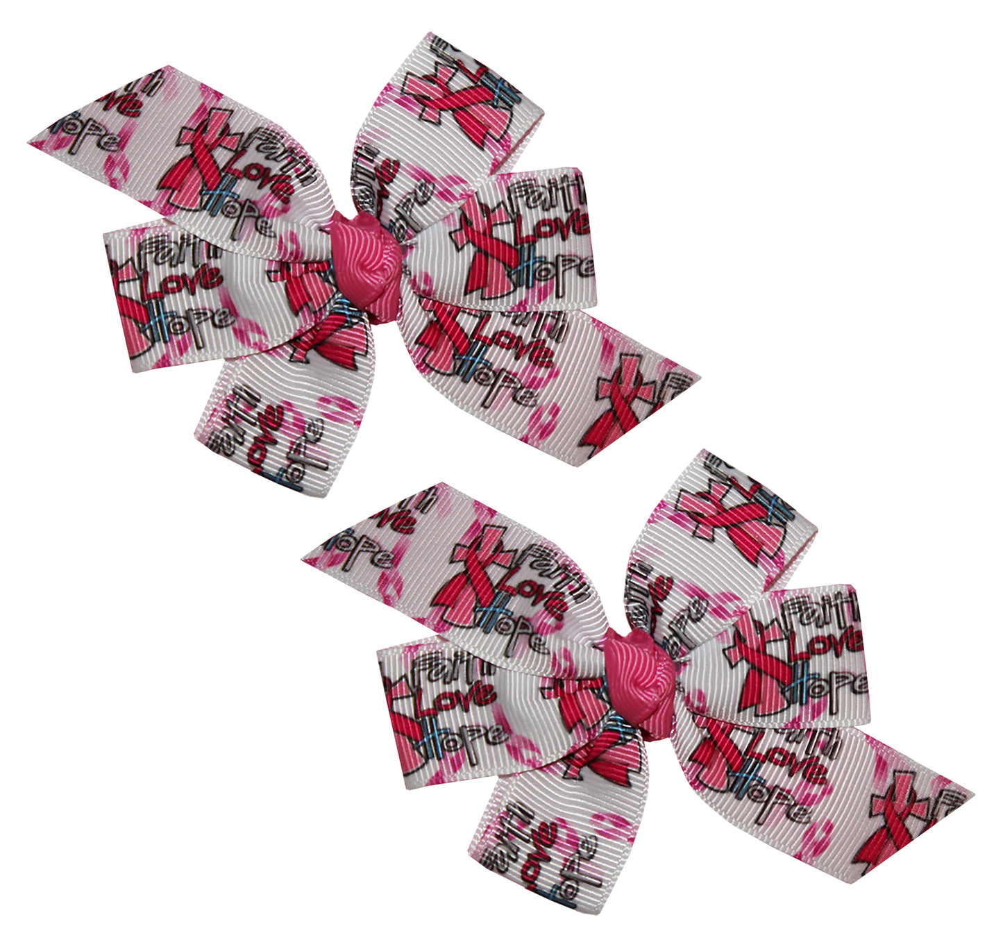 WD2U Baby Girls 3" Faith Hope Love Cancer Awareness Hair Bows Alligator Clips