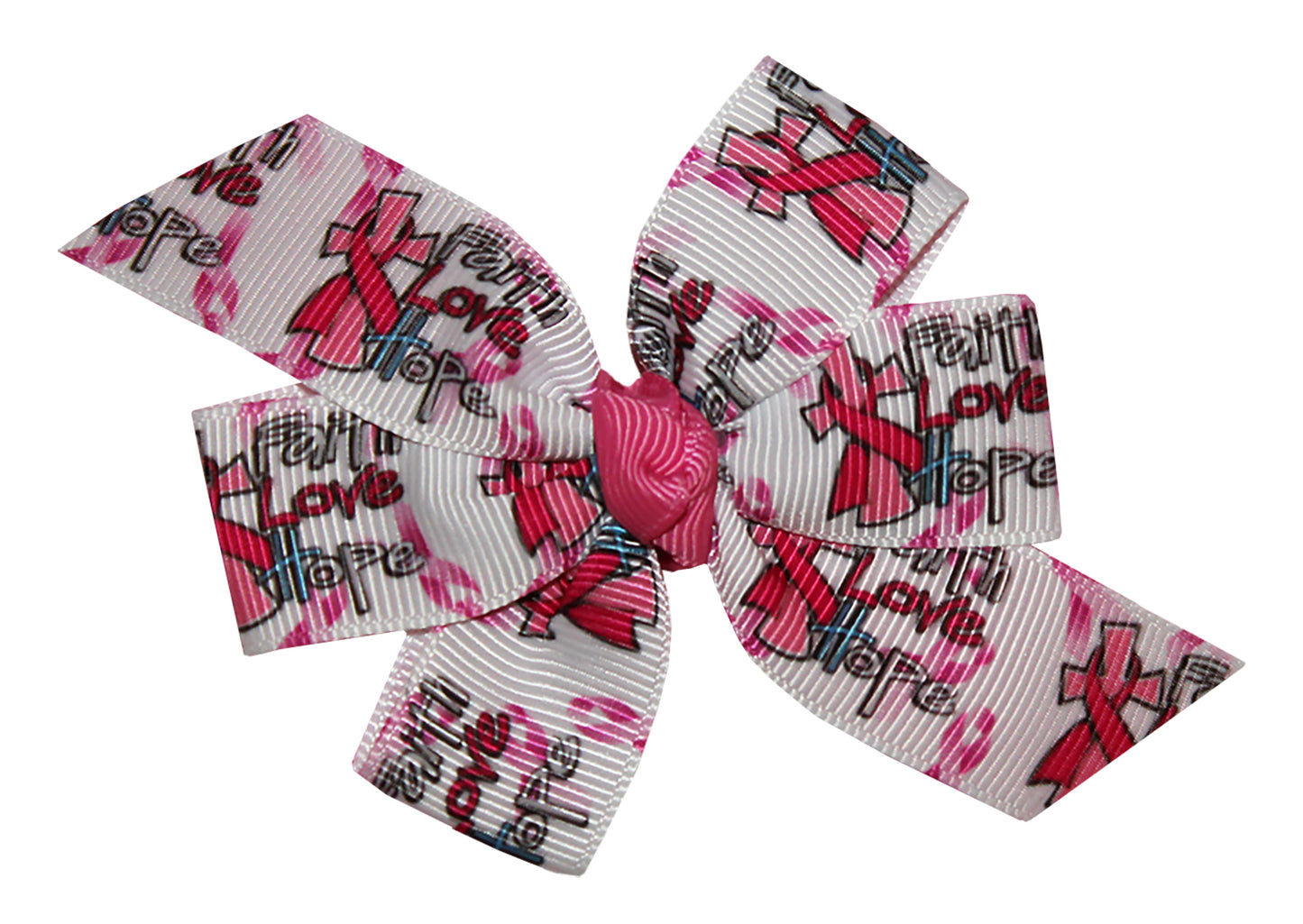 WD2U Baby Girls 3" Faith Hope Love Cancer Awareness Hair Bows Alligator Clips