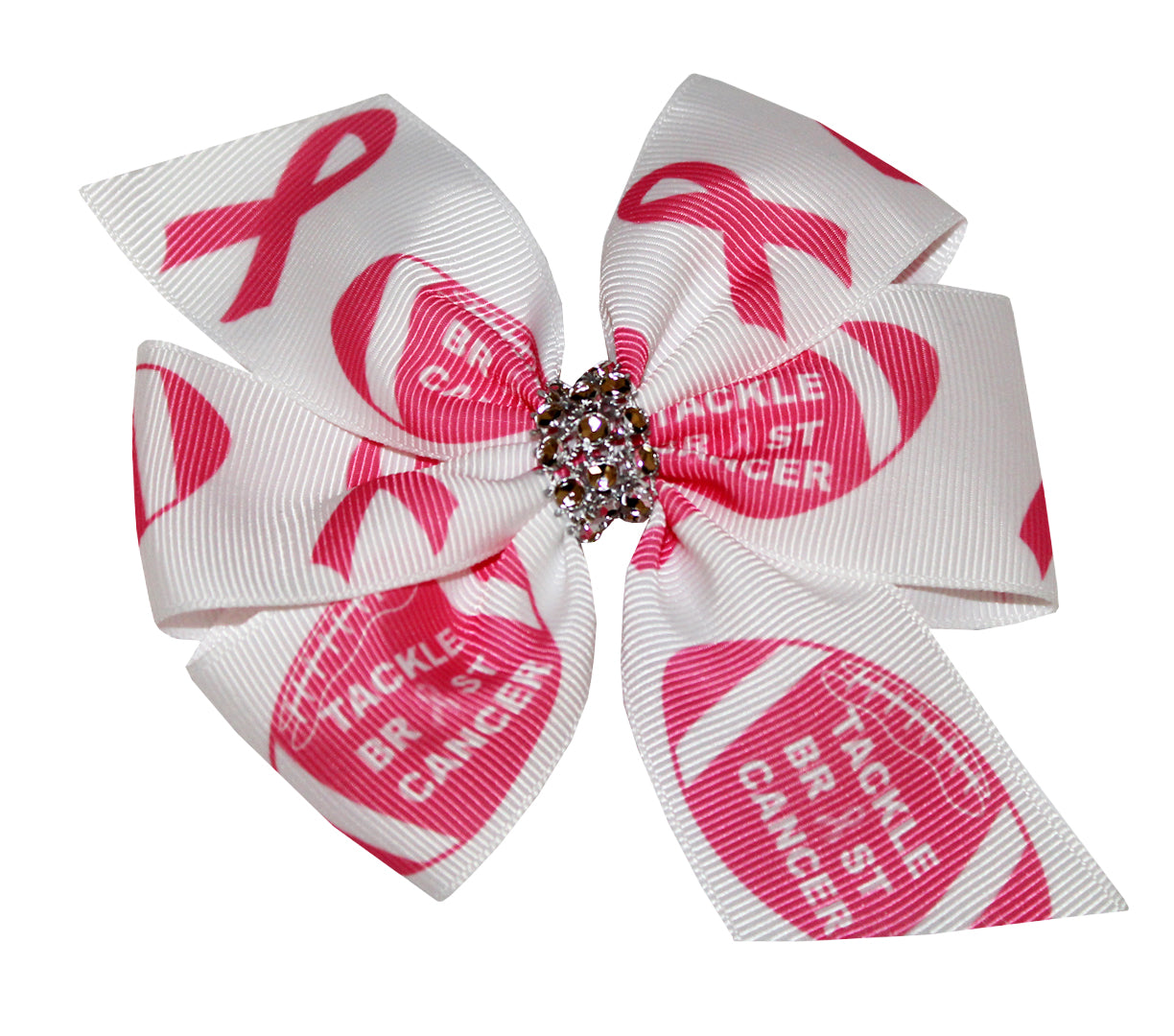 1.5" Pink GrosGrain Ribbon Tackle Breast Cancer Awareness Football Hair Bows USA
