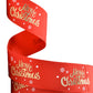 1" Gold Foil Merry Christmas Holiday Red Grosgrain Ribbon DIY Gift Wrap Bows