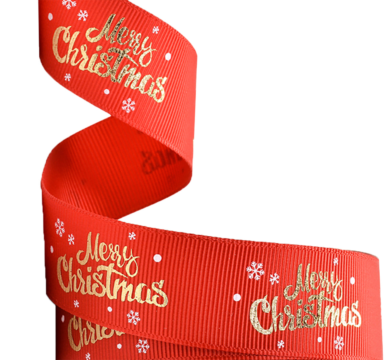 1 Gold Foil Merry Christmas Holiday Red Grosgrain Ribbon DIY Gift Wra –  The Bow Room
