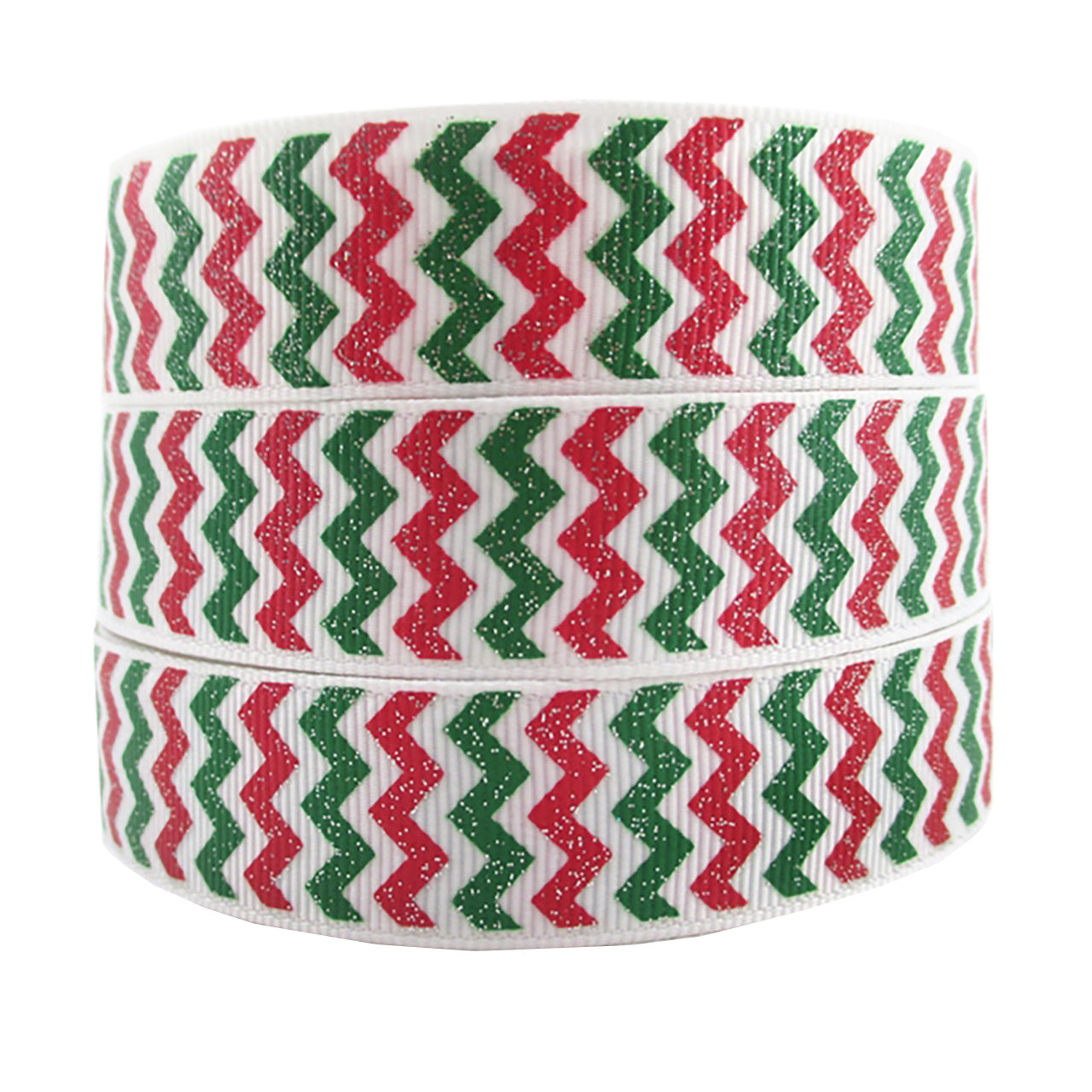 7/8" Glitter Christmas Chevron Holiday Grosgrain Ribbon DIY Hair Bows Crafts USA