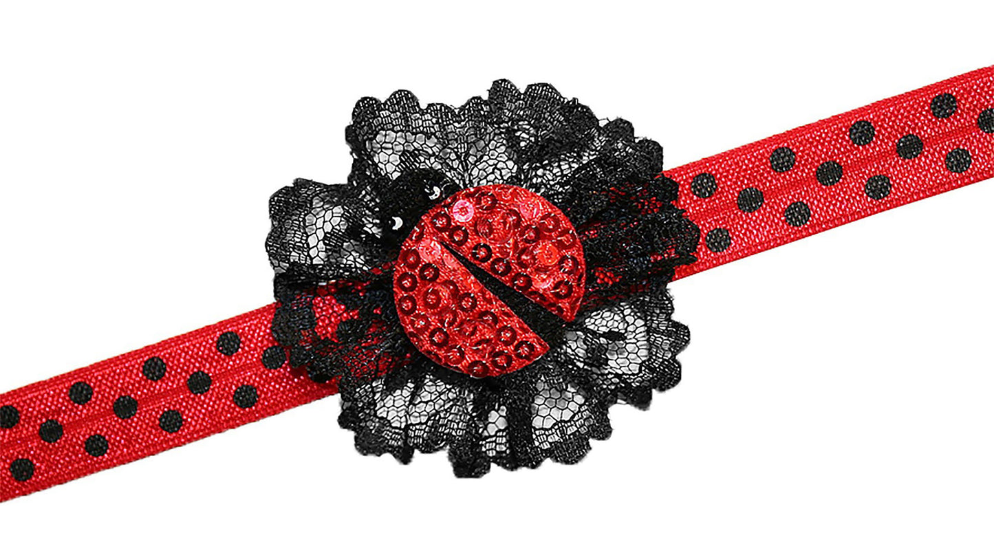 WD2U Baby Girls Sparkling Lady Bug Costume Hair Bow on Stretch Headband