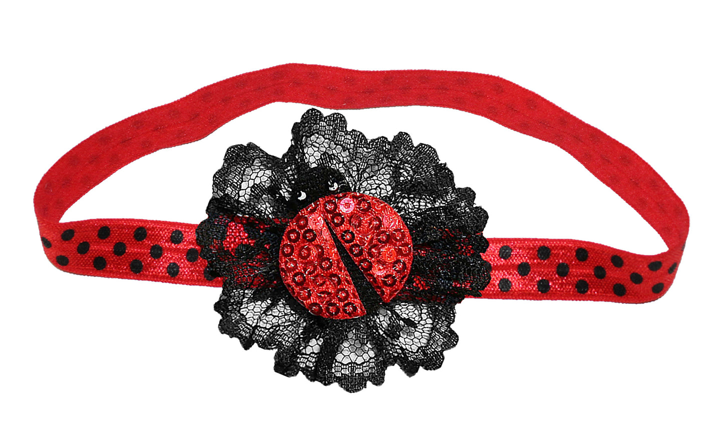 WD2U Baby Girls Sparkling Lady Bug Costume Hair Bow on Stretch Headband