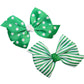 WD2U Baby Girls Set of 2 Mismatch Green & White St Patricks Hair Bows Clips