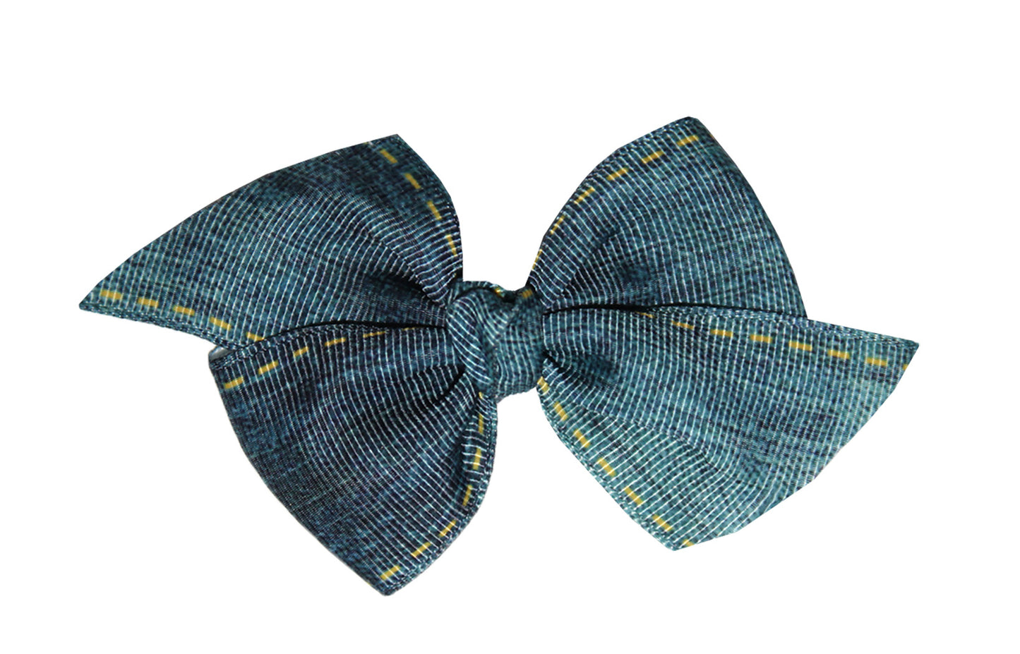 WD2U Baby Girls Stitched Blue Jean Denim Grosgrain Hair Bow White Headband