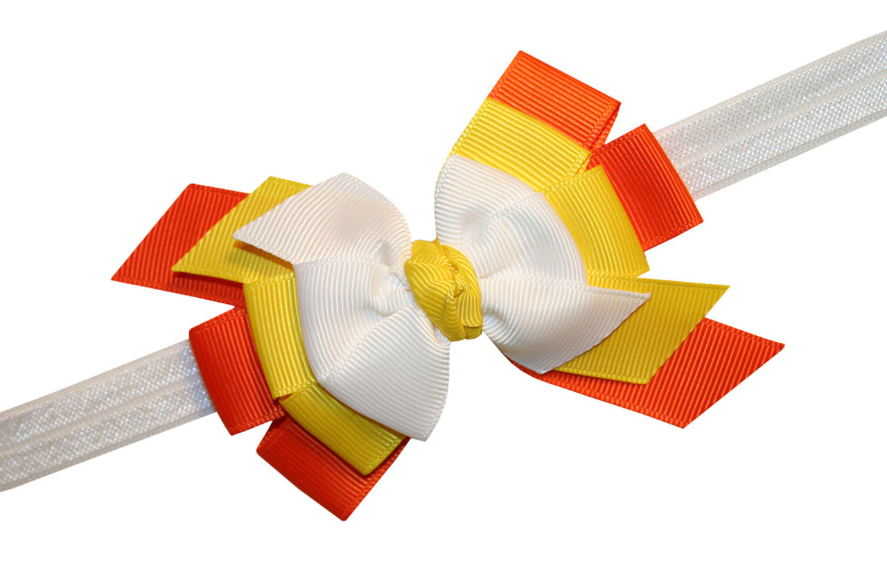 WD2U Baby-Girls Candy Corn Thanksgiving Harvest Hair Bow Stretch Headband