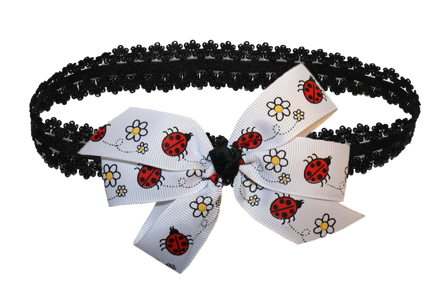 WD2U Baby-Girls Ladybug Lady Bug Daisy Hair Bow Stretch Headband