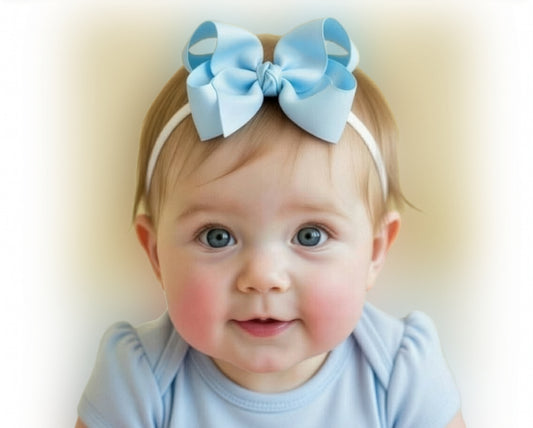WD2U Girls 4" Solid Grosgrain Ribbon Boutique Hair Bow White Stretch Headband