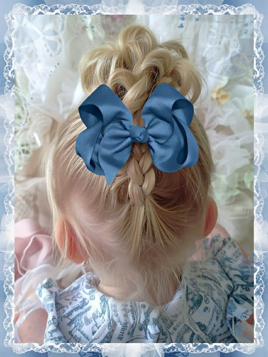 WD2U Girls 4" Solid Grosgrain Ribbon Boutique Hair Bow French Clip Barrette